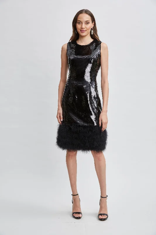 Sequin Feather Hem Dress Big Discounts