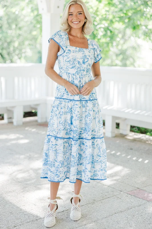 So Much Joy Blue Toile Midi Dress Limited - Edition Drops