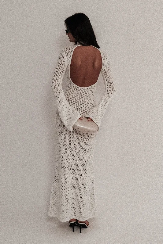 Julia Crochet Open Back Maxi Dress - White Trend Leading Collection