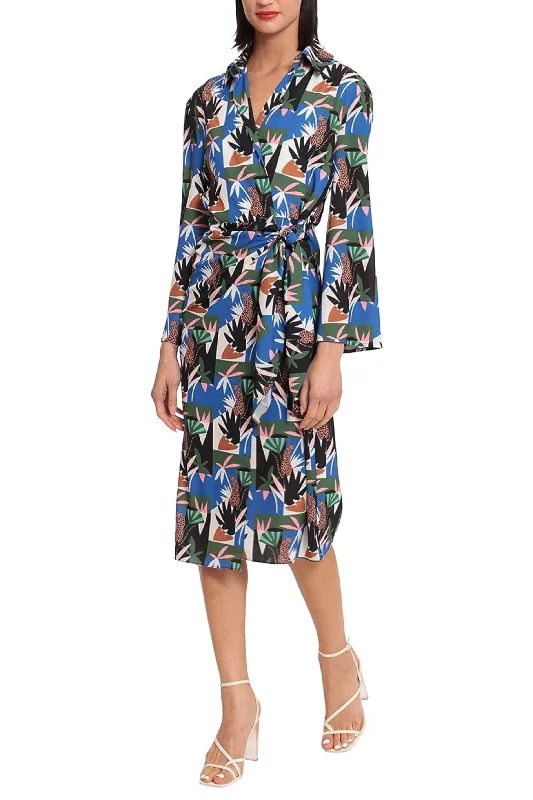 Donna Morgan D8248M - Jungle Print Long Sleeve Casual Dress Modern Women's Fashion