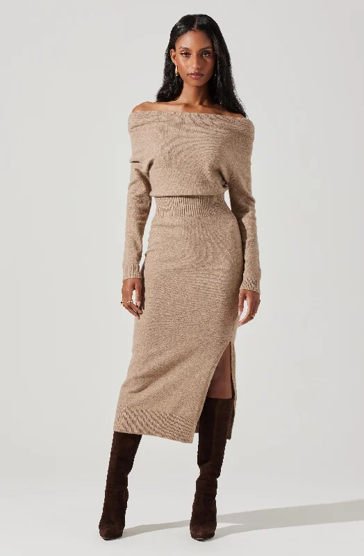 Cora Off Shoulder Sweater Dress Ride The Style Wave