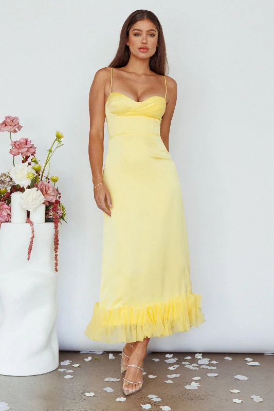 Buona Sera Hem Decoration Midi Dress Lemon Romantic Detailing