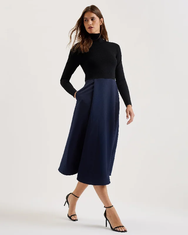 Chira Knit Bodice Dress With Wrap Skirt Black Trendsetter's Closet