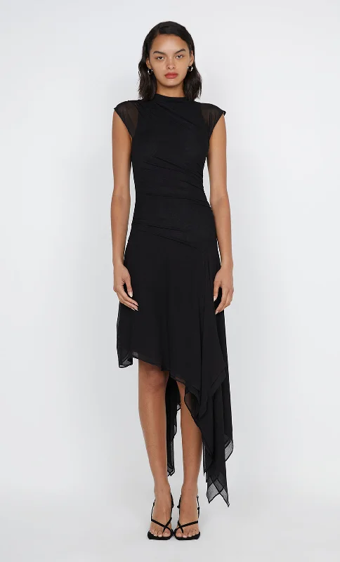 NOEMI ASYM DRESS - BLACK Vibrant Femme Fashion