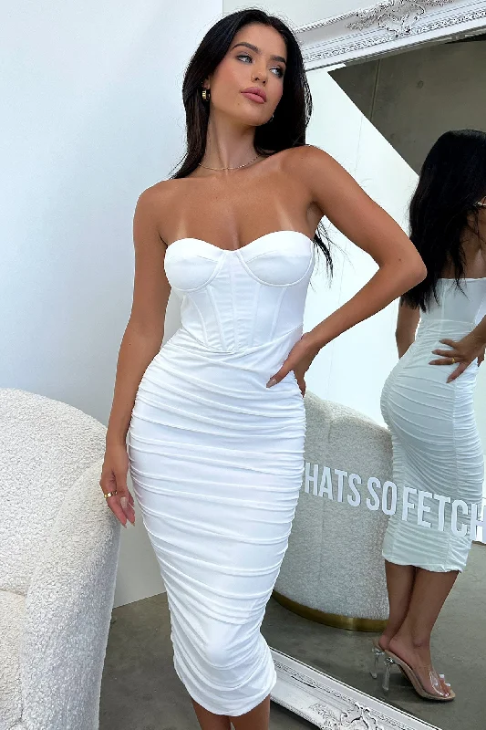 Keely Midi Dress - White Save Big