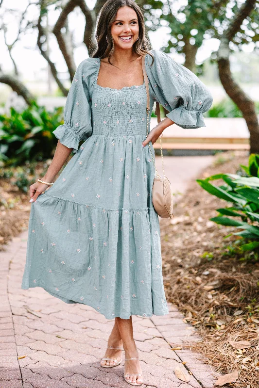 Always With You Sage Green Embroidered Midi Dress Fresh Styles, Fresh Deals