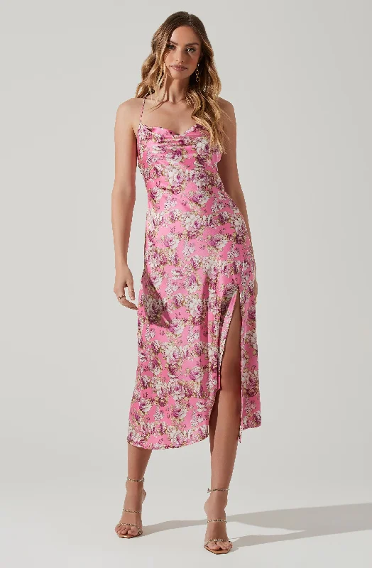 Gaia Floral Midi Dress Dreamy Draping