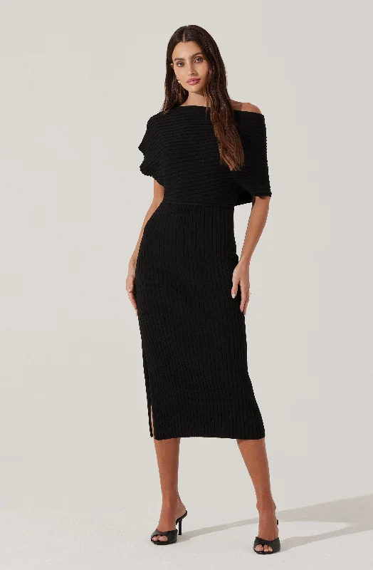 Off Shoulder Ribbed Sweater Dress Step Ahead, Lead The Trend