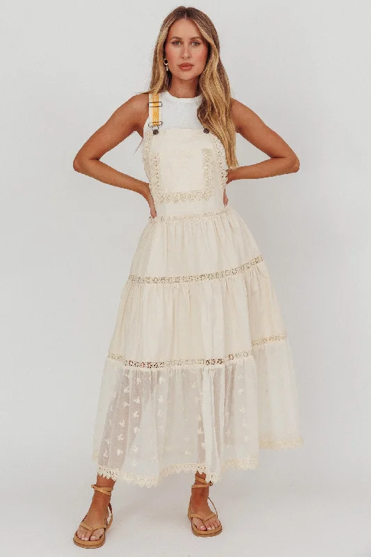 Odeyah Lace Trim Overall Dress Champagne Redefining Women's Fashion