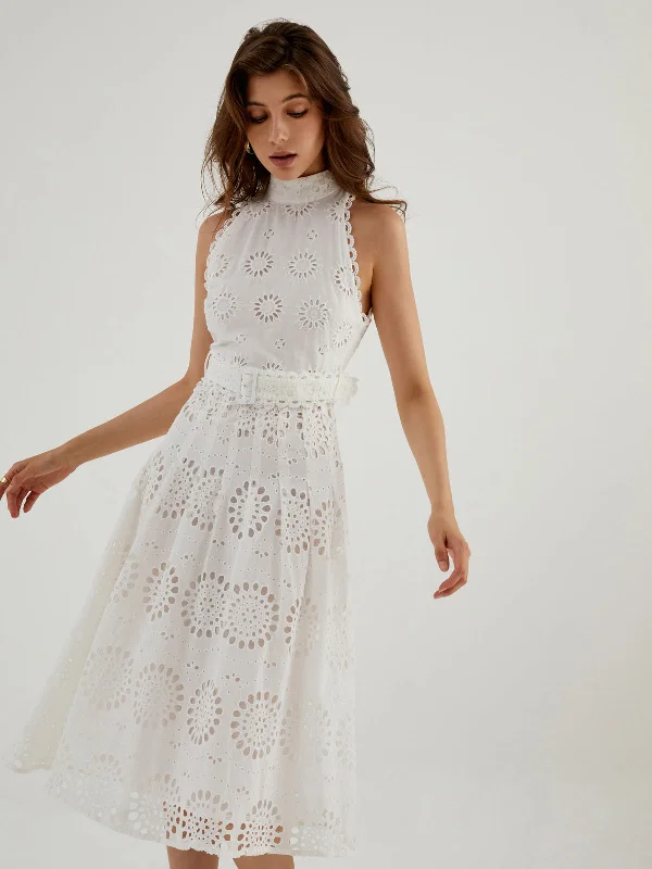 BerryBetty - Sunflowers Eyelet Midi Dress Fashion Sale