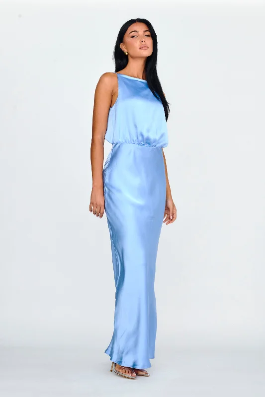 Midnight Hour Side Split Midi Dress Ocean Elegant Attire