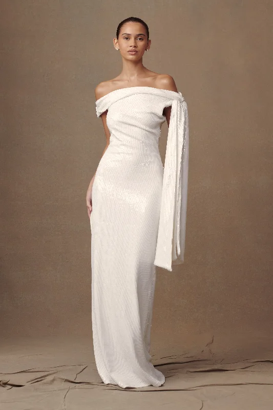 Catarina Sequin Maxi Dress - White Trend Alert