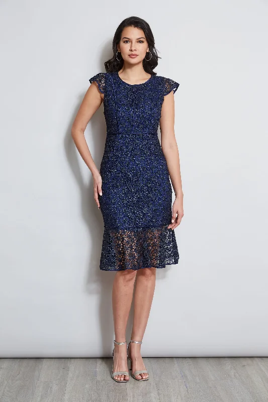 Lace Flutter Sleeve Dress Fashion Forward