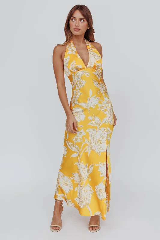 Brighter Days Halterneck Split Midi Dress Sun Exclusive Discount