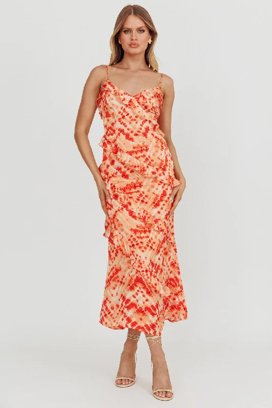 Silvana Frill Trim Midi Dress Orange You'Ll Love Us Because