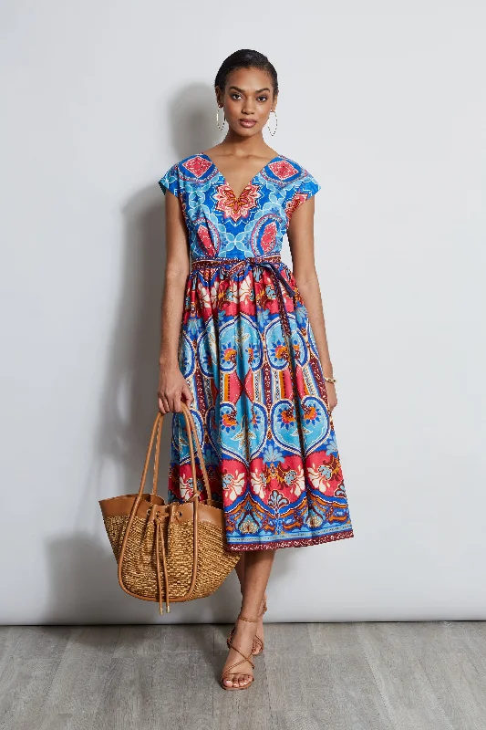 Tapestry Floral Cotton Midi Dress Stylish Savings