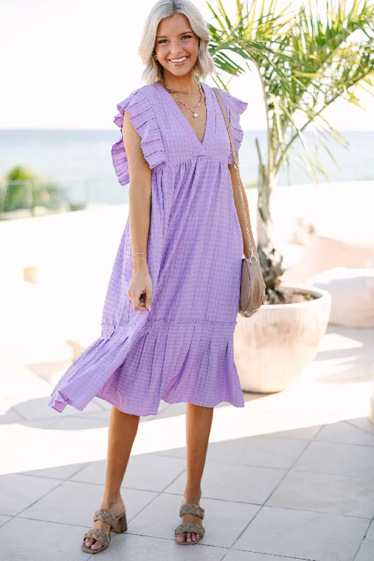 Lift Your Spirits Lavender Purple Midi Dress Wardrobe Upgrade