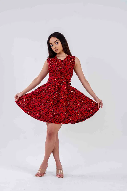 Oto Mini Dress | Red African Print Sophisticated Outfits