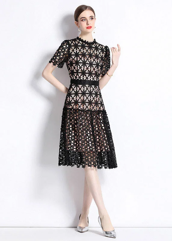 Women Black Embroideried Hollow Out Patchwork Lace Dress Summer Browse Our Top Products