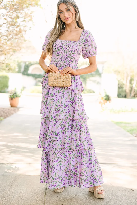 Let's Go Back Lavender Purple Floral Maxi Dress Mid Season Sale