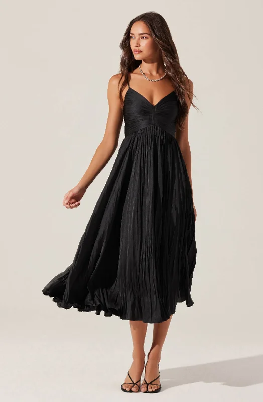 Maeve Pleated Midi Dress Chic & Cozy Apparel