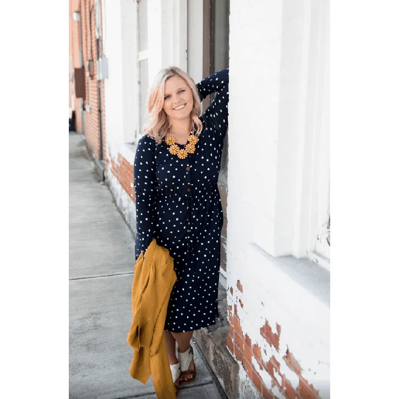 Polka Dot Button Midi Dress Wardrobe Update