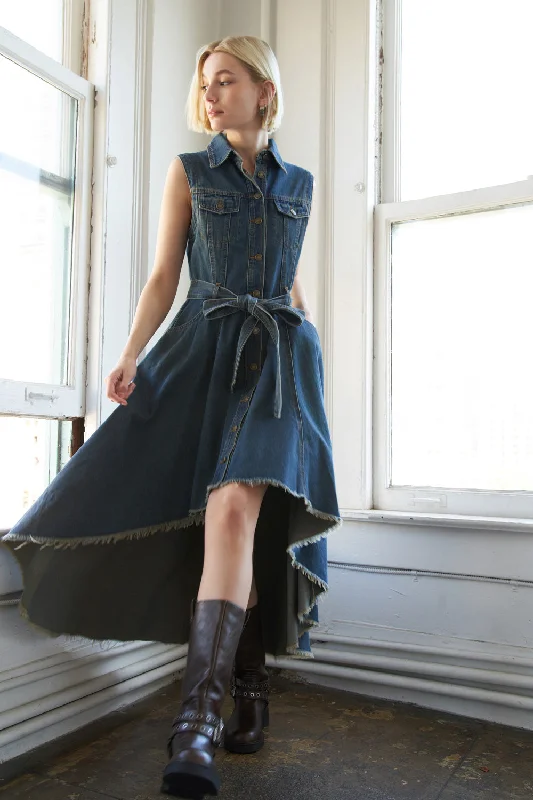 ROMANTIC ANGEL DENIM MIDI DRESS Minimalist Chic