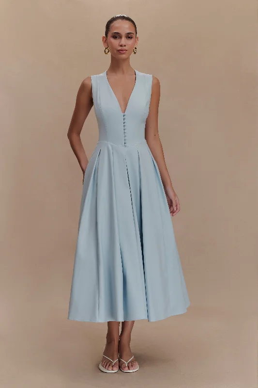 Keely Cotton Sleeveless Midi Dress - Sky Blue You'Ll Love Us Because