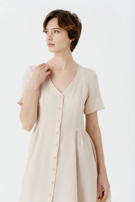 Agness Dress, Short Sleeve, Seashell White Fashion Sale