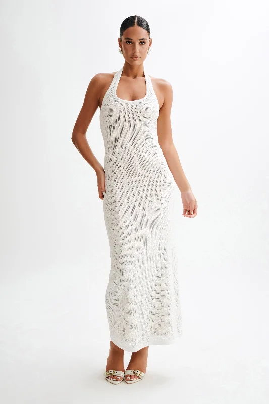 Patrizia Knit Halter Maxi Dress - Ivory Budget Friendly Fashion