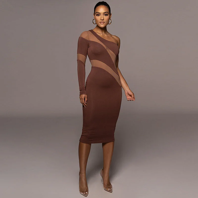 Jill Mesh See Through Patchwork Midi Dress Mega Sales