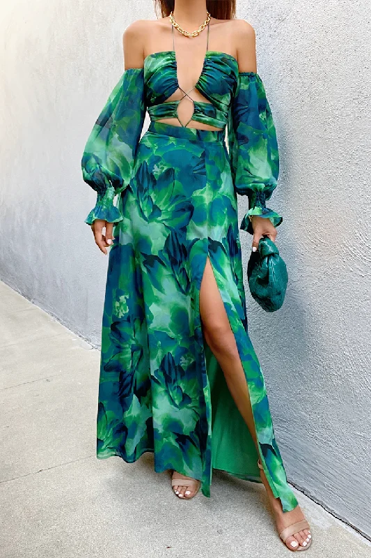 Karma Maxi Dress - Green Floral Weekend Special