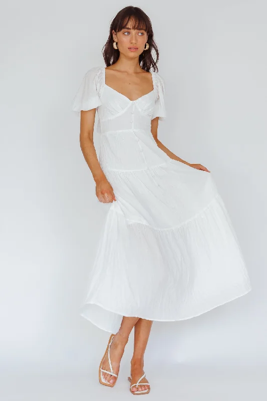 Royce Bow Back Midi Dress White Vibrant Femme Fashion