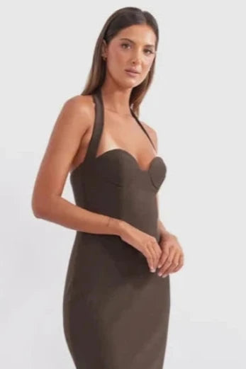 Socialite Halter Mini Dress Coffee Your Timeless Wardrobe Awaits