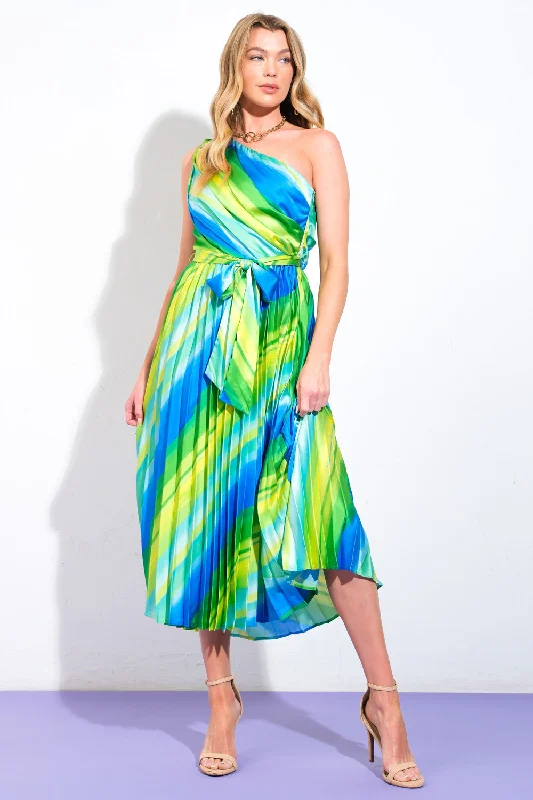 EXUBERANT ELEGANCE WOVEN MIDI DRESS Flowing Silhouette