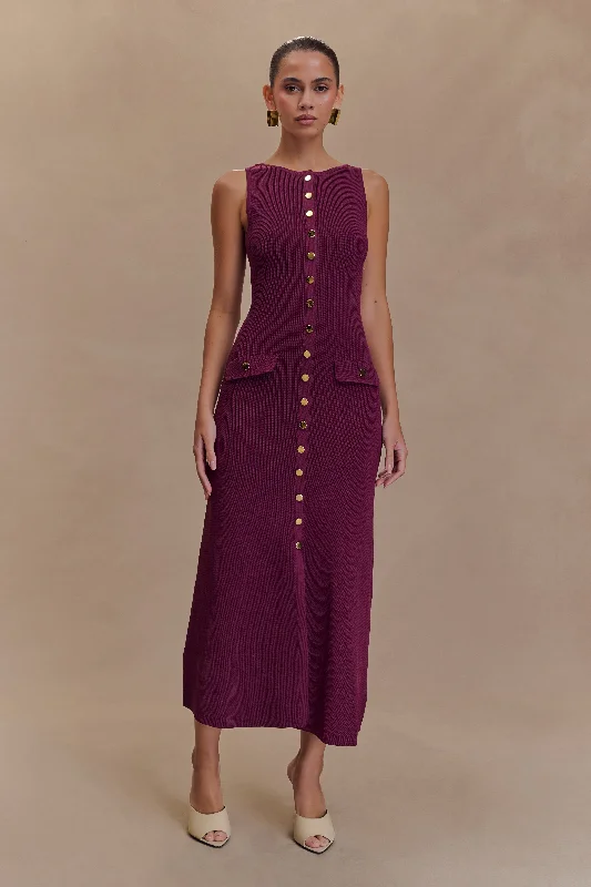 Sawyer Sleeveless Buttoned Maxi Dress - Plum Modern Romance