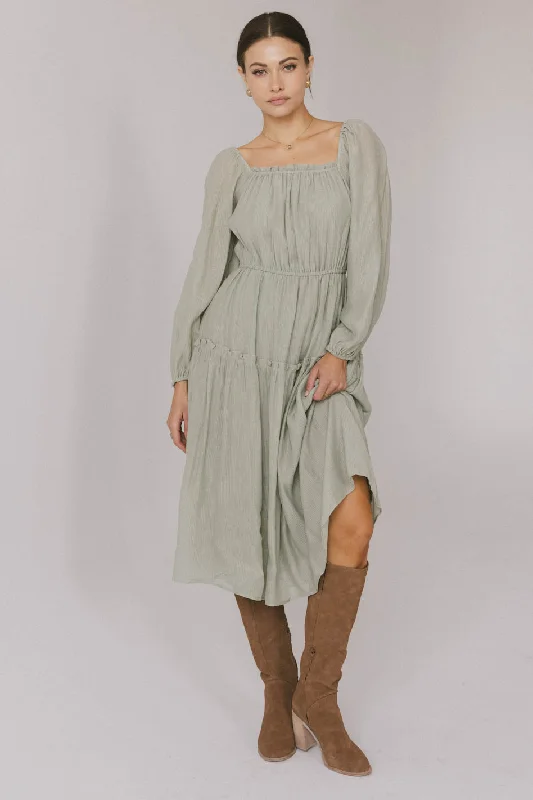 Finnian Midi Dress in Sage Feminine Grace