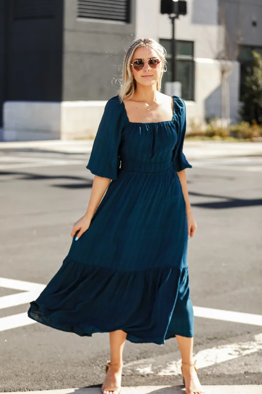 FINAL SALE - Make It A Date Teal Maxi Dress Special Occasion Wear