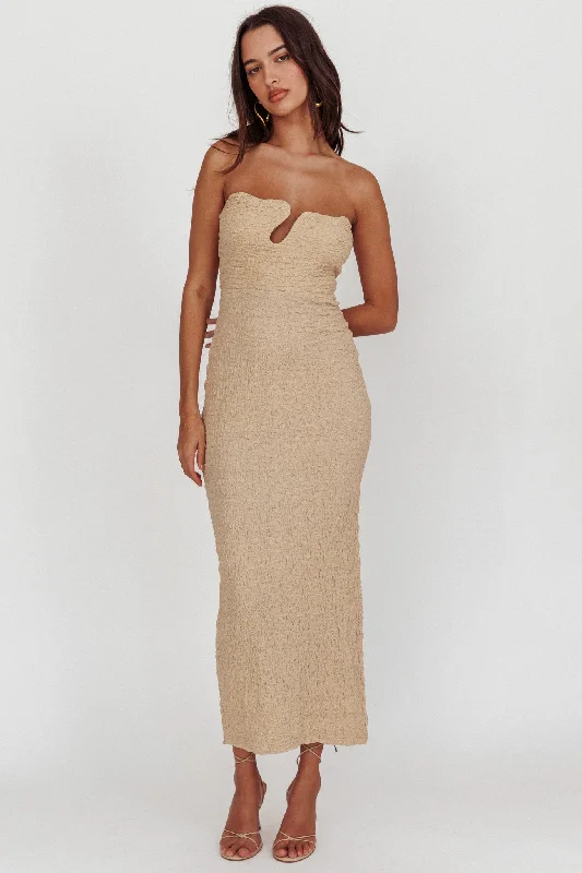 Horizon Strapless Textured Midi Dress Nude Fashion For Every Occasion