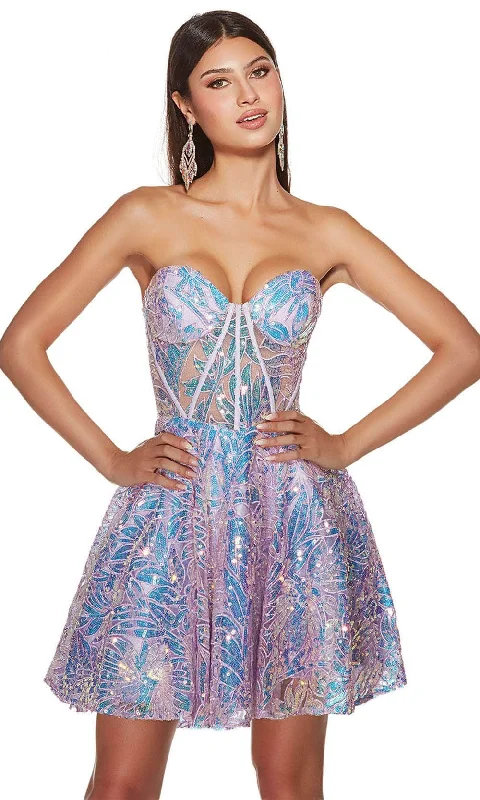 Alyce Paris 3779 - Open Back Sequin Corset Bodice Cocktail Dress Dreamy Aesthetic