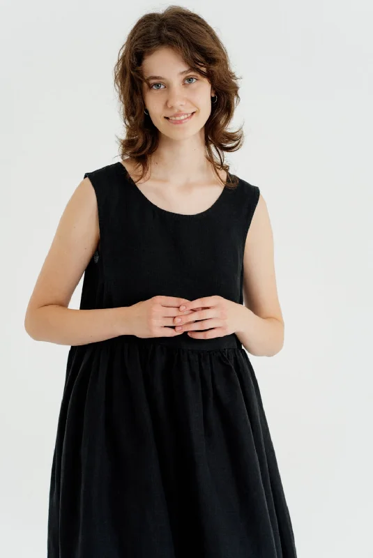 Smock Dress, Sleeveless, Black Pansy Casual Yet Stylish Separates