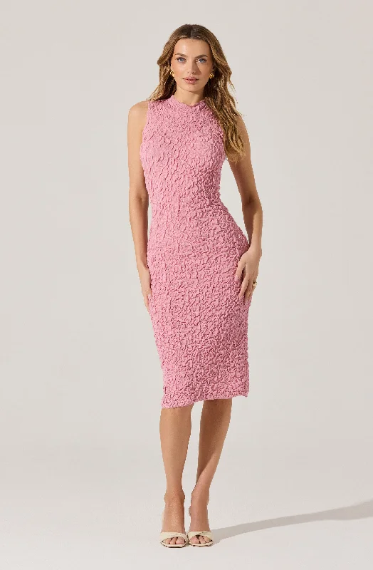 Textured Bodycon Midi Dress Hot Trends