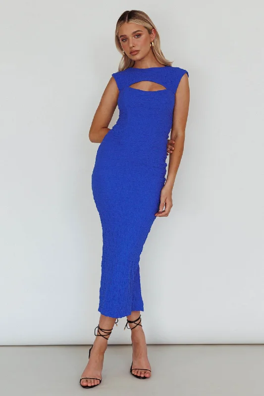 Osaka Lace-Up Back Midi Dress Cobalt Flash Sale, Don't Miss