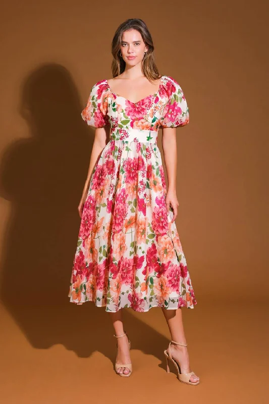 FLORAL REVERIE WOVEN MIDI DRESS Best Deals Of The Season