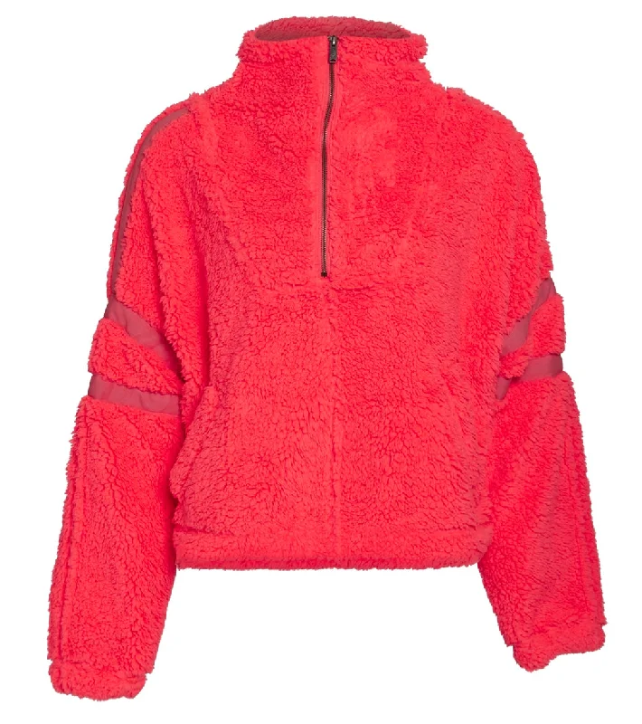 Free People Nantucket Fleece Pullover Neon Coral Timeless Elegant