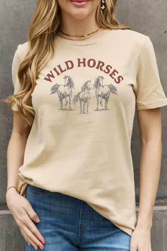 Simply Love WILD HORSES Graphic Cotton T-Shirt Luxe Layering