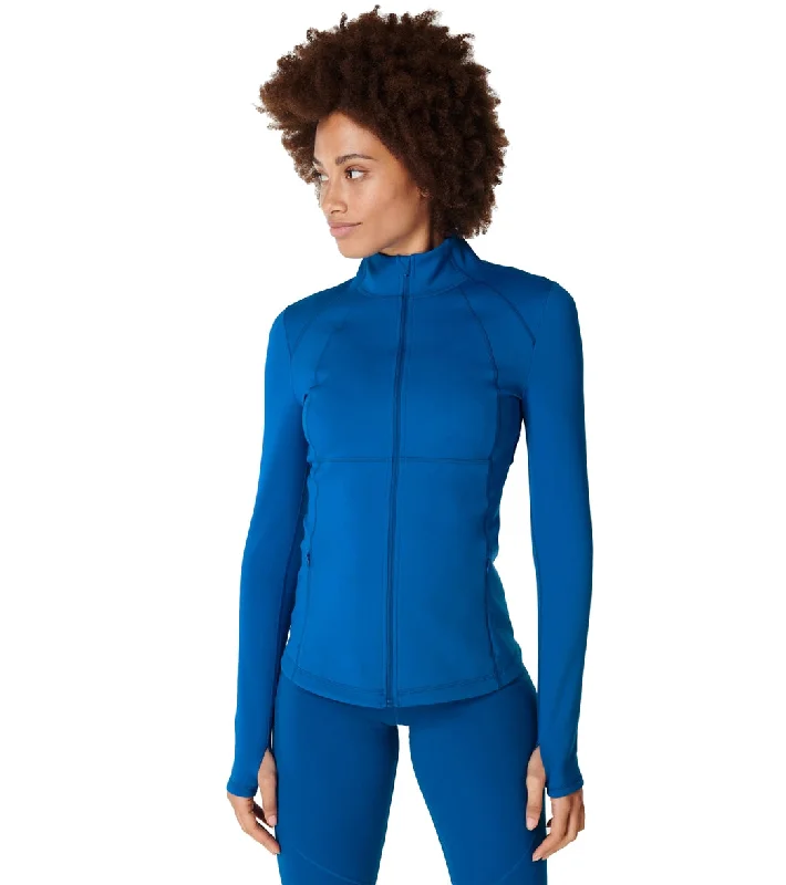 Sweaty Betty Power Boost Workout Zip Up Oxford Blue Summer Splash Sale