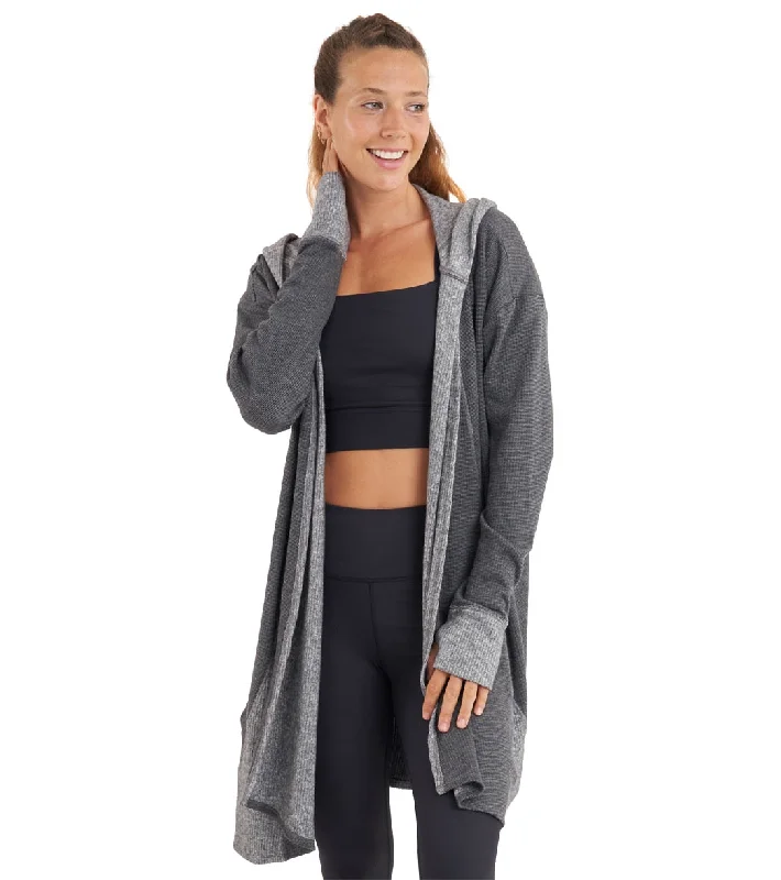 Thrive Societe Hooded Drape Cardi Heather Black Clearance Sale, All Cheap