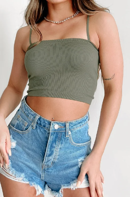 Tinsley Ribbed Crop Top (Army Green) Sophisticated Fashion