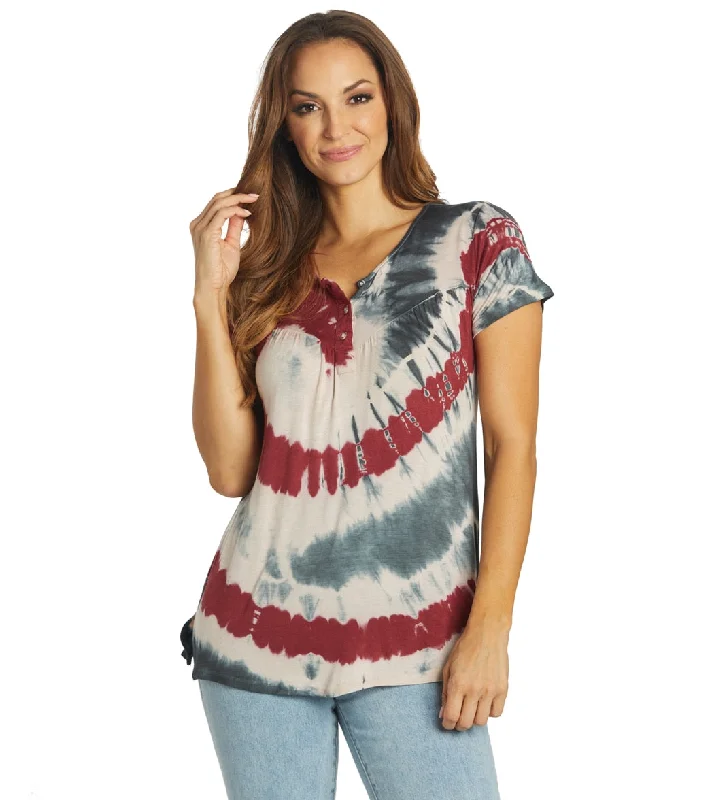 Yak & Yeti Spiral Tie Dye Loose Fit Tee Wine Budget Friendly